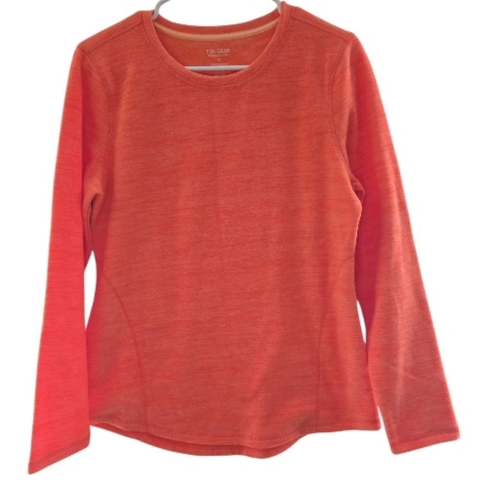 Tek Gear Vibrant Orange Long Sleeve Fleece Shirt